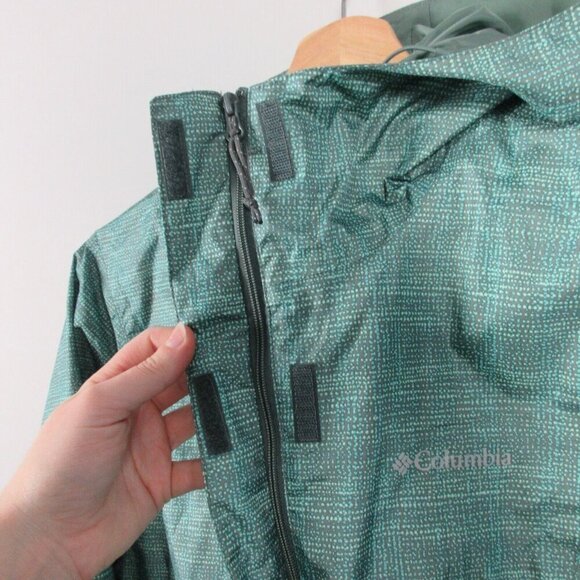 Columbia Omni Tech Zip Rain Jacket Women S Green Windbreaker Zip Pockets 342 - Picture 7 of 11